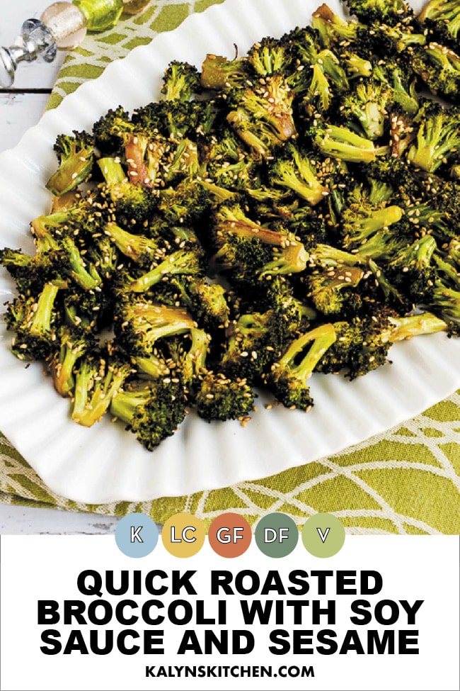 Pinterest image of Quick Roasted Broccoli with Soy Sauce and Sesame