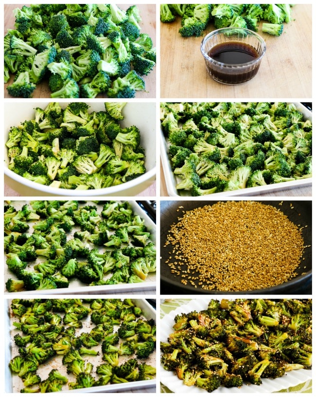 Quick Roasted Broccoli with Soy Sauce and Sesame Seeds process shots collage