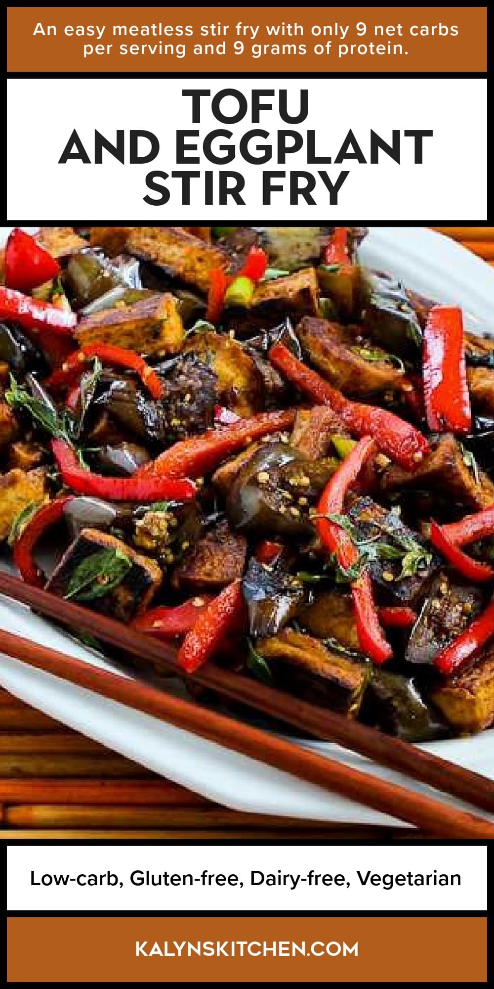 Pinterest image of Tofu and Eggplant Stir Fry