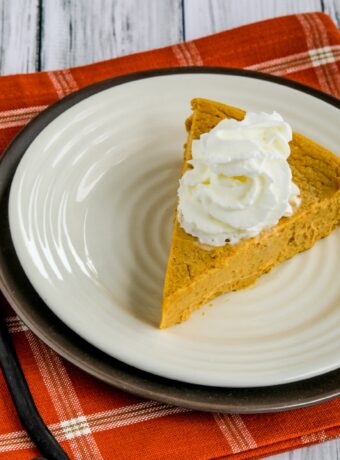 square thumbnail image of Sugar-Free Pumpkin Cheesecake Pie on serving plate