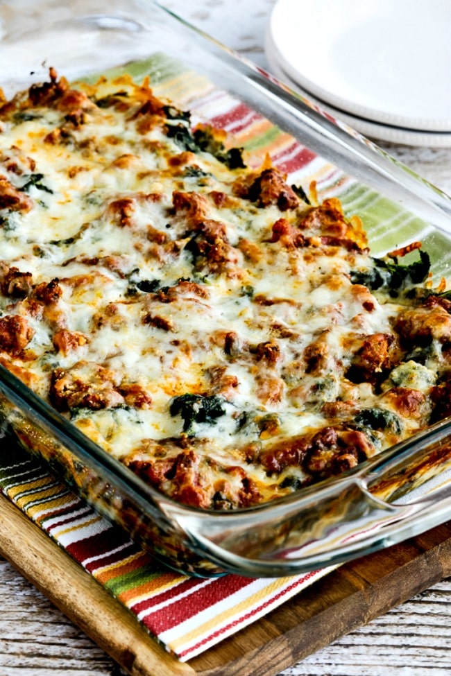 Low Carb Sausage And Kale Mock Lasagna Casserole Video Kalyn S Kitchen