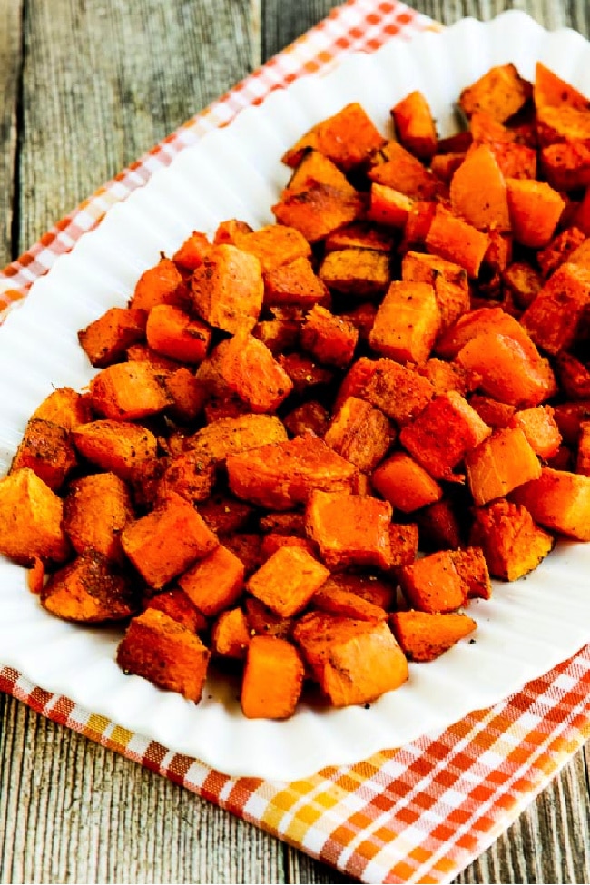 Roasted Butternut Squash with Moroccan Spices close-up of cooked squash on serving plate