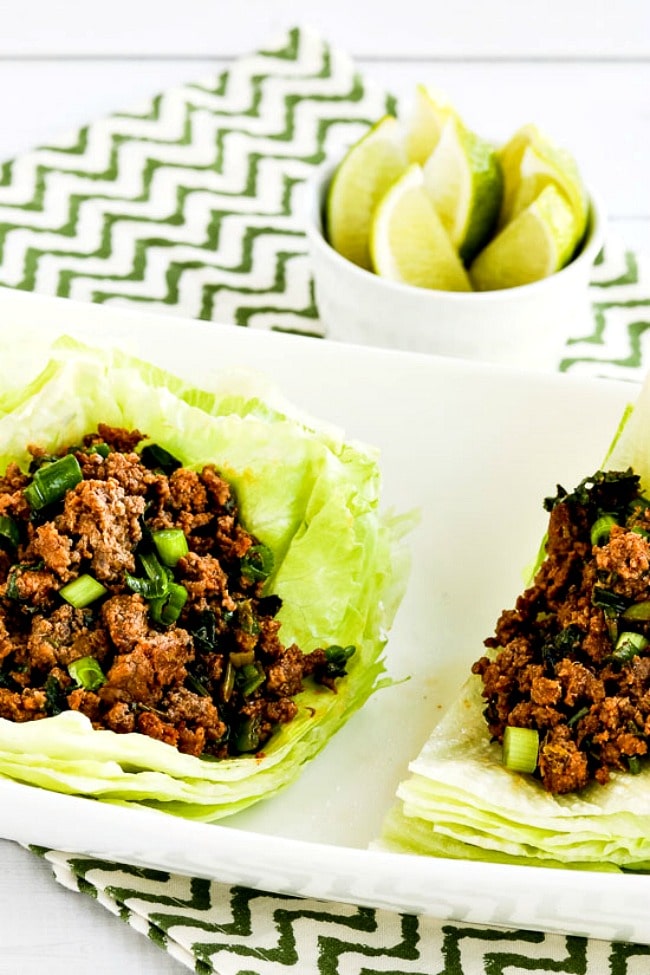 Low-Carb Sriracha Beef Lettuce Wraps close-up photo