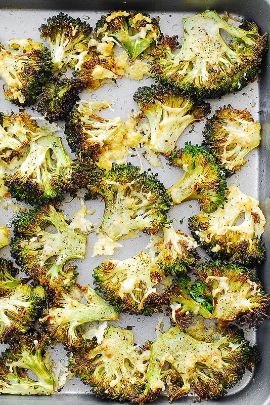 Asiago Roasted Broccoli from Julia's Album, featured in Low-Carb Broccoli Recipes for a Thanksgiving Side Dish on KalynsKitchen.com