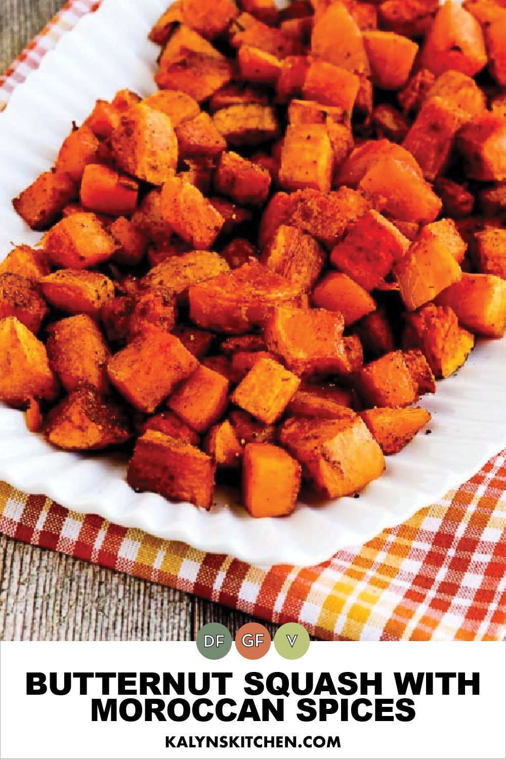 Pinterest image of Butternut Squash with Moroccan Spices