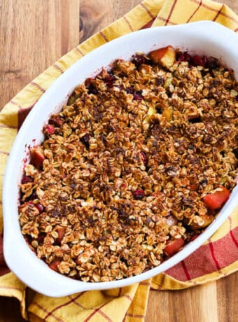 square image of Cranberry Apple Crisp in baking dish