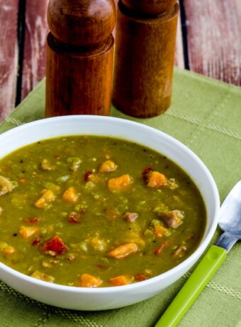 square thumbnail image of Instant Pot Split Pea Soup with salt-pepper-shakers and spoon