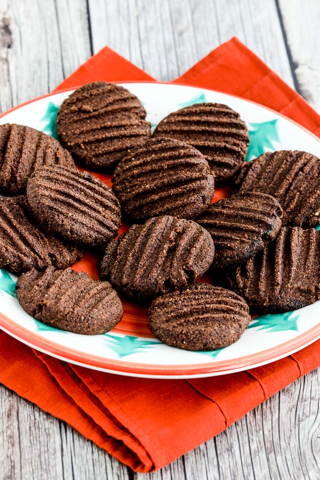 Flourless Sugar-Free Chocolate Shortbread Cookies found on KalynsKitchen.com