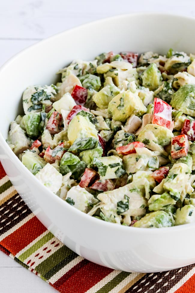 Rotisserie Chicken Christmas Salad with Avocado, Pepper, Feta, and Lime found on KalynsKitchen.com