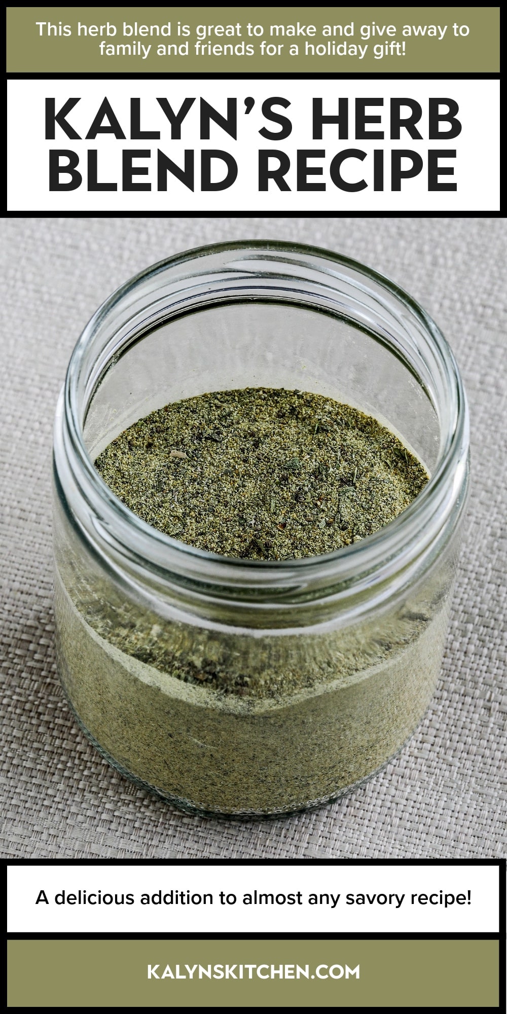 Pinterest image of Kalyn's Herb Blend Recipe