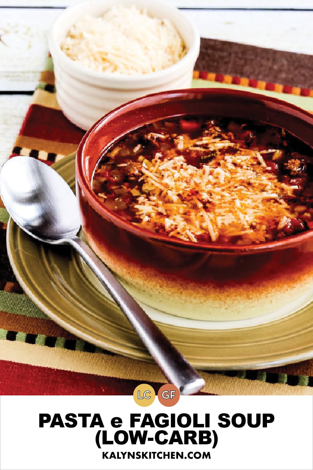 Pinterest image of Pasta e Fagioli Soup (Low-Carb)