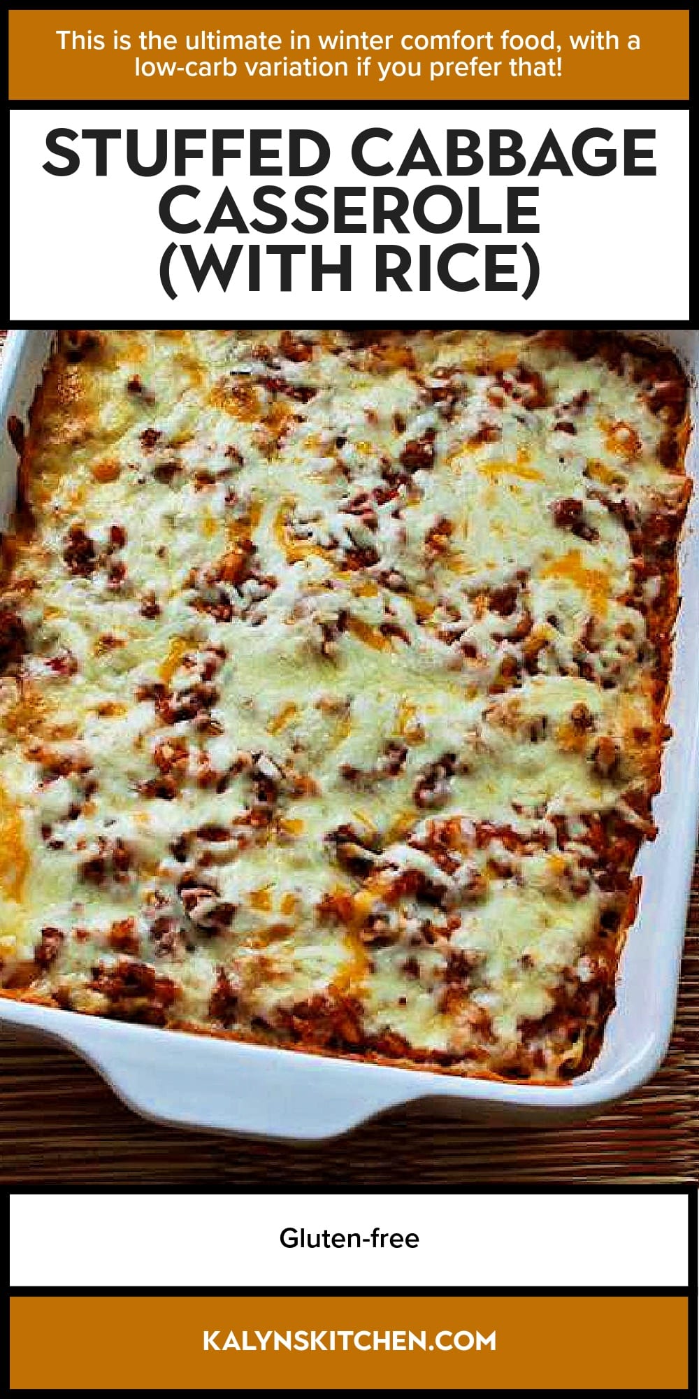 Pinterest image of Stuffed Cabbage Casserole (with Rice)