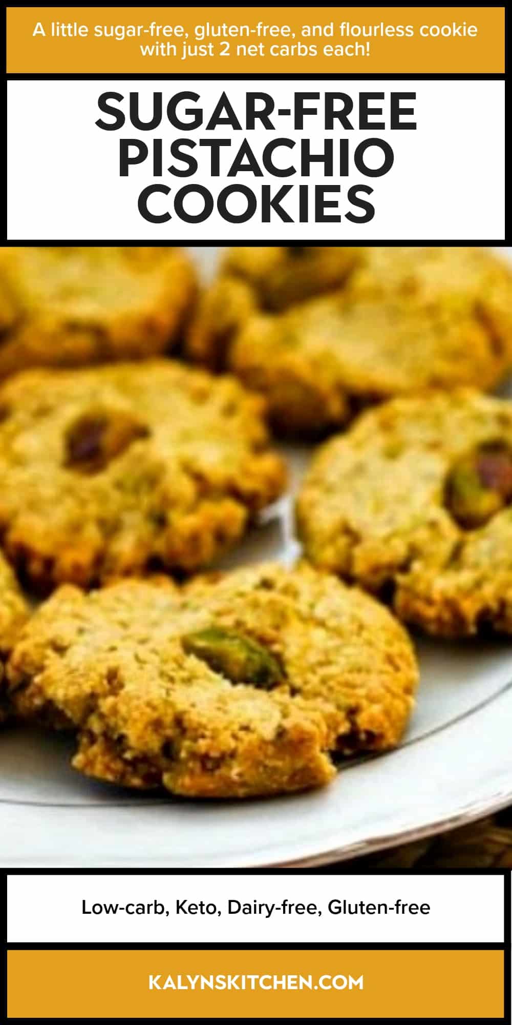 Pinterest image of Sugar-Free Pistachio Cookies