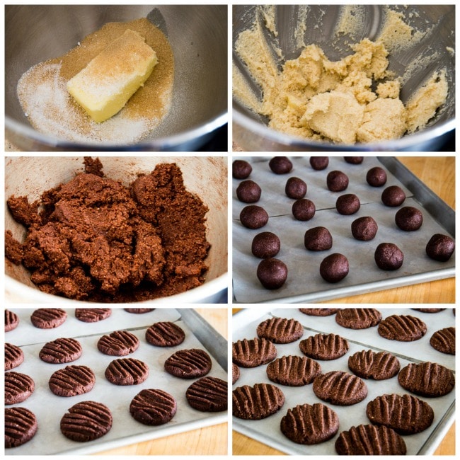 Flourless Chocolate Shortbread Cookies collage of recipe steps