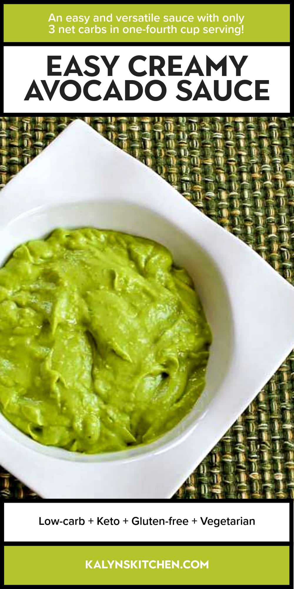 Pinterest image of Easy Creamy Avocado Sauce