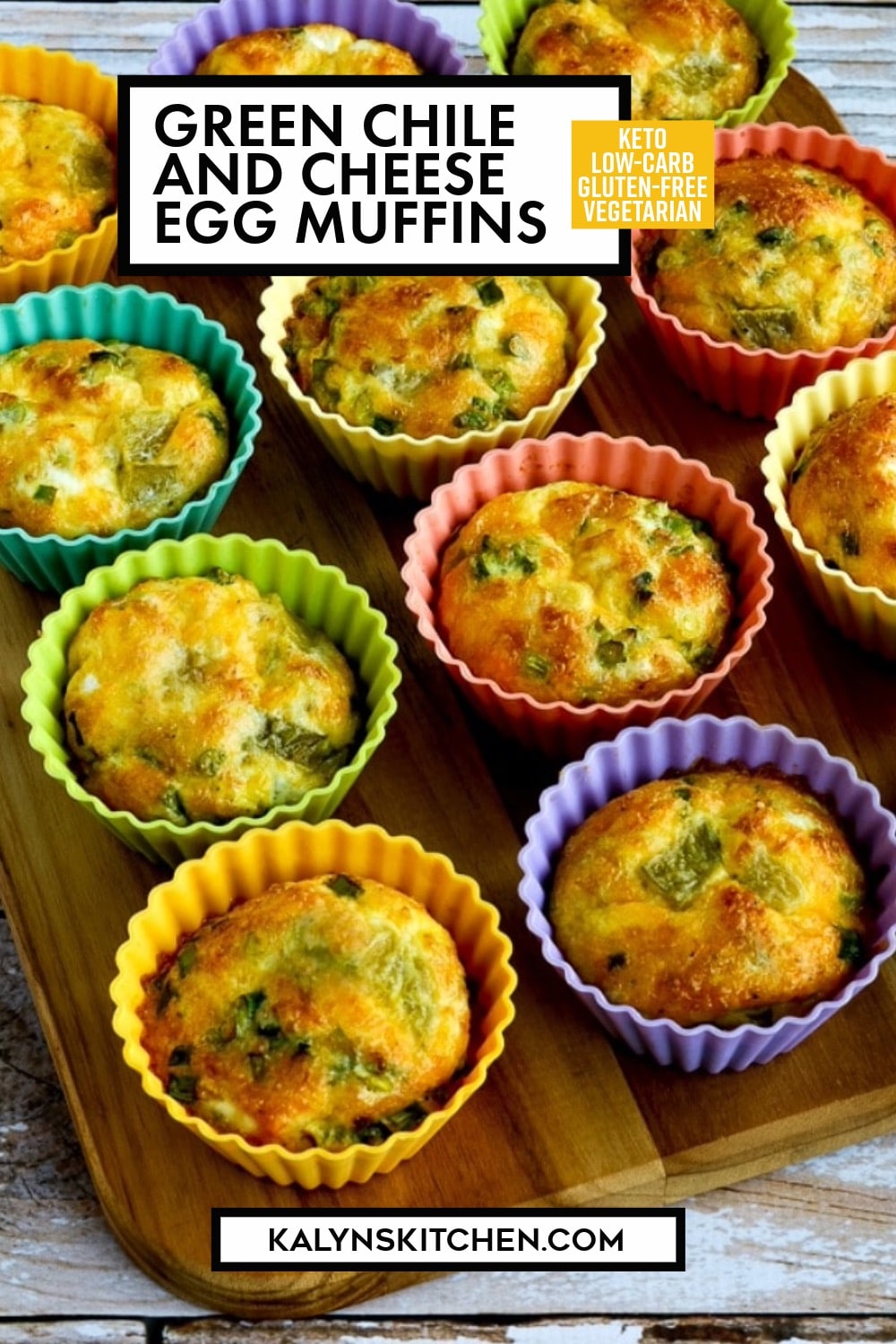 Pinterest image of Green Chile and Cheese Egg Muffins