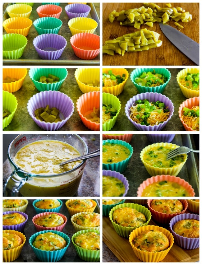 Low-Carb Green Chile and Cheese Egg Muffins process shots collage