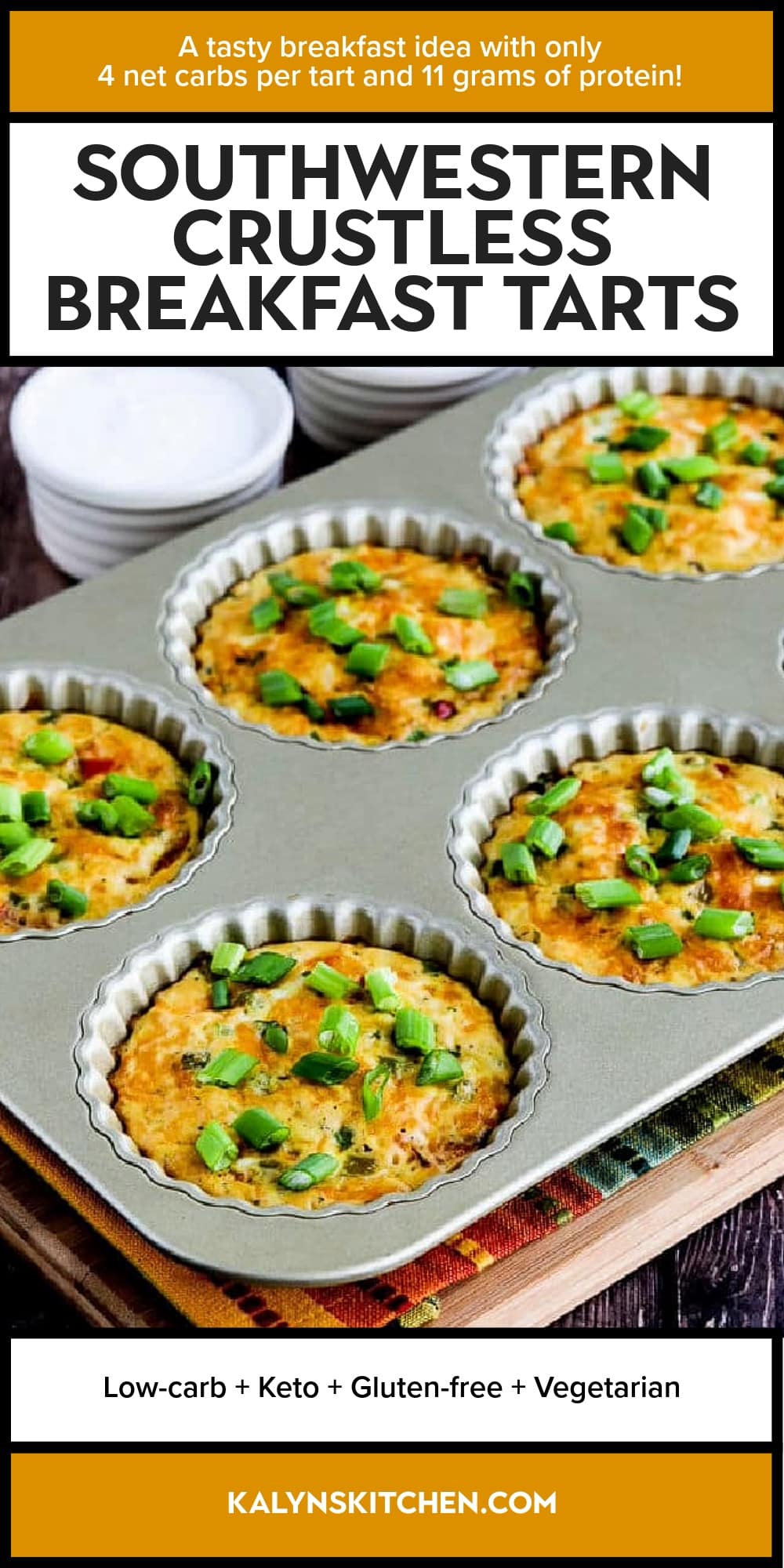 Pinterest image of Southwestern Crustless Breakfast Tarts