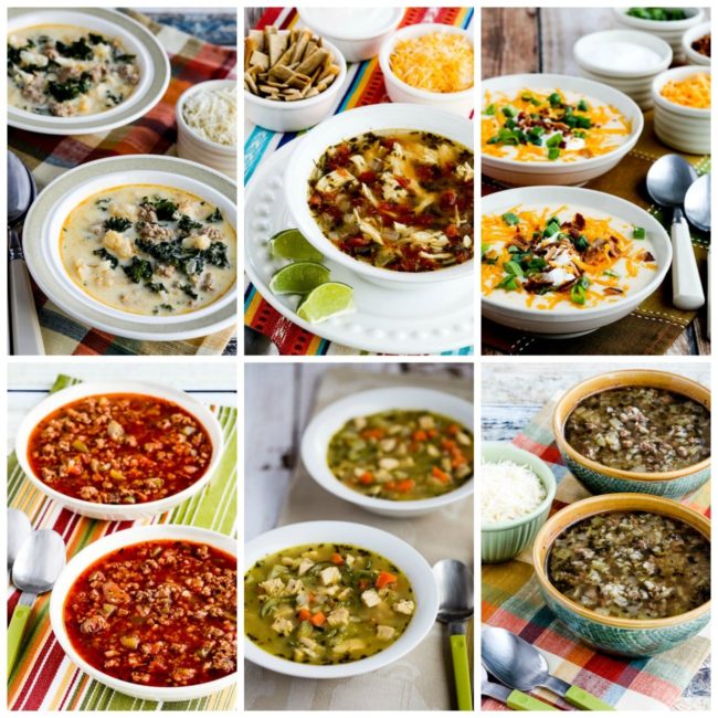 The Top Ten Low-Carb Soup Recipes on Kalyn's Kitchen collage photo