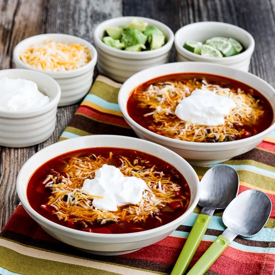 Instant Pot (or Stovetop) Low-Carb Taco Soup found on KalynsKitchen.com