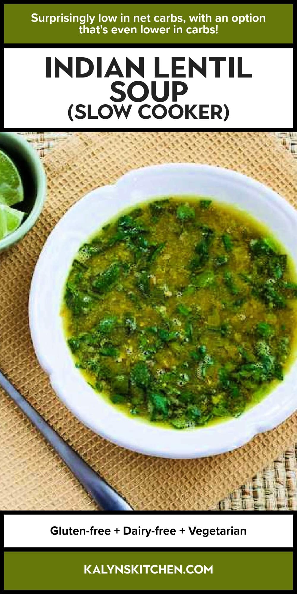 Pinterest image of Indian Lentil Soup (Slow Cooker)
