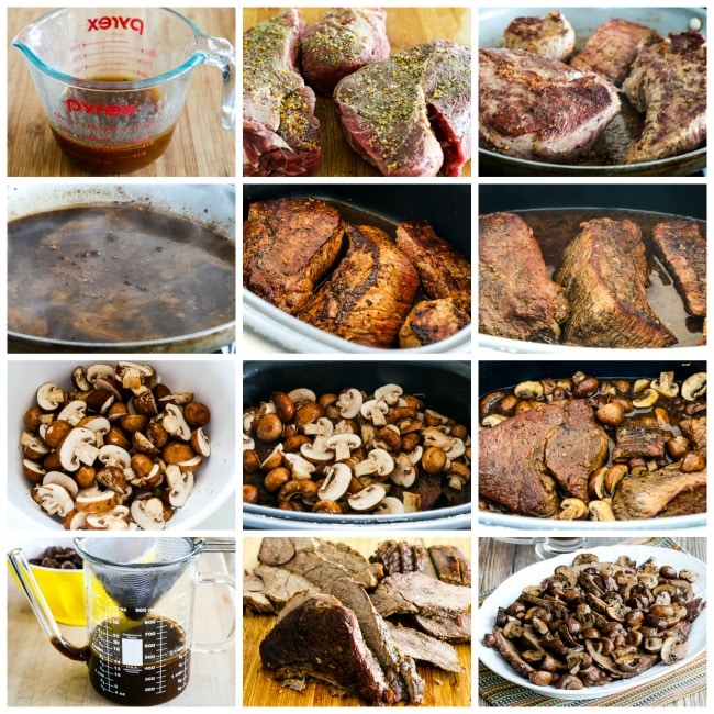 Low-Carb Slow Cooker Mushroom Lover's Pot Roast collage photos
