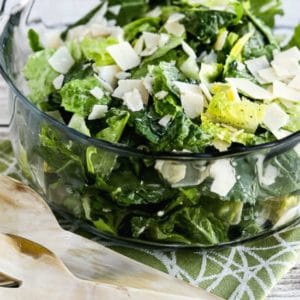 Caesar Salad with Kale, Romaine, and Shaved Parmesan