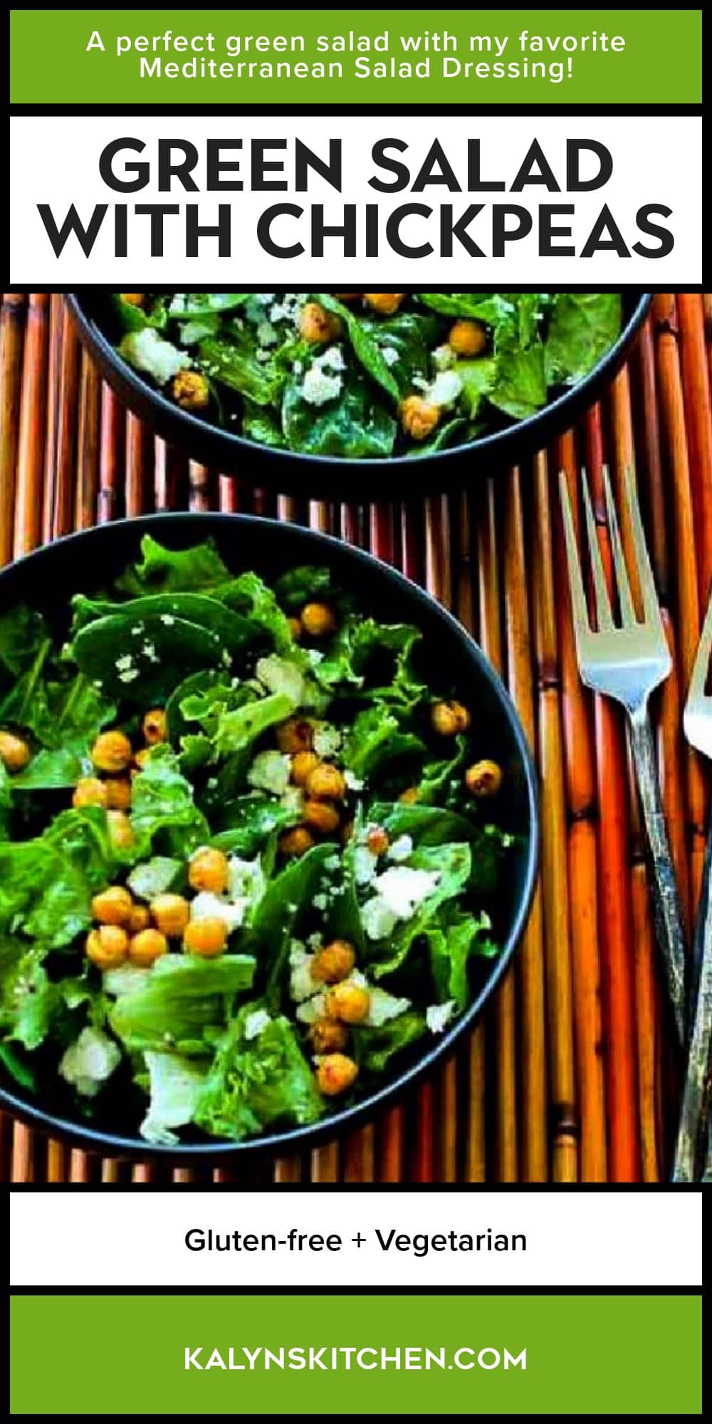 Pinterest image of Green Salad with Chickpeas