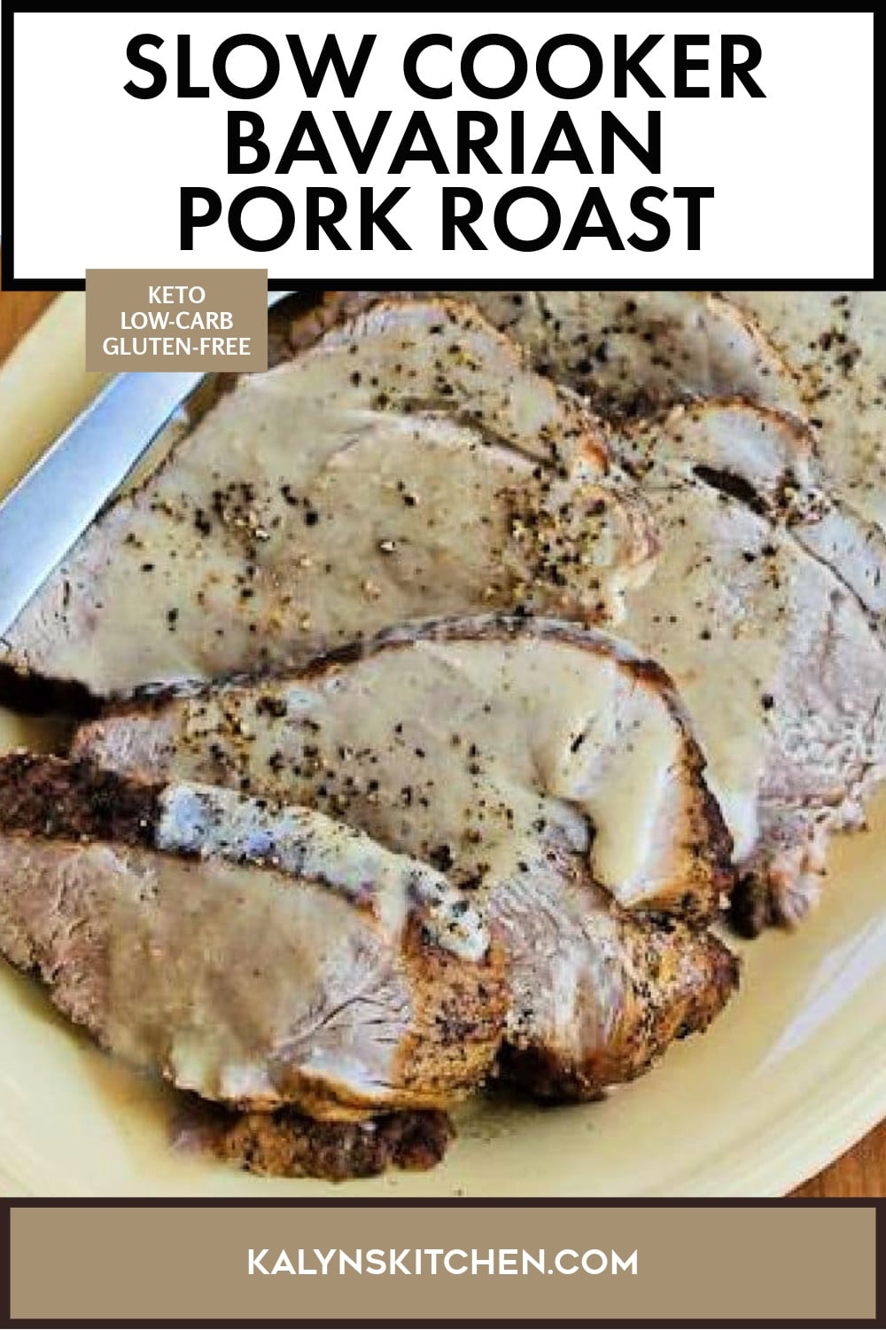 Pinterest image of Slow Cooker Bavarian Pork Roast