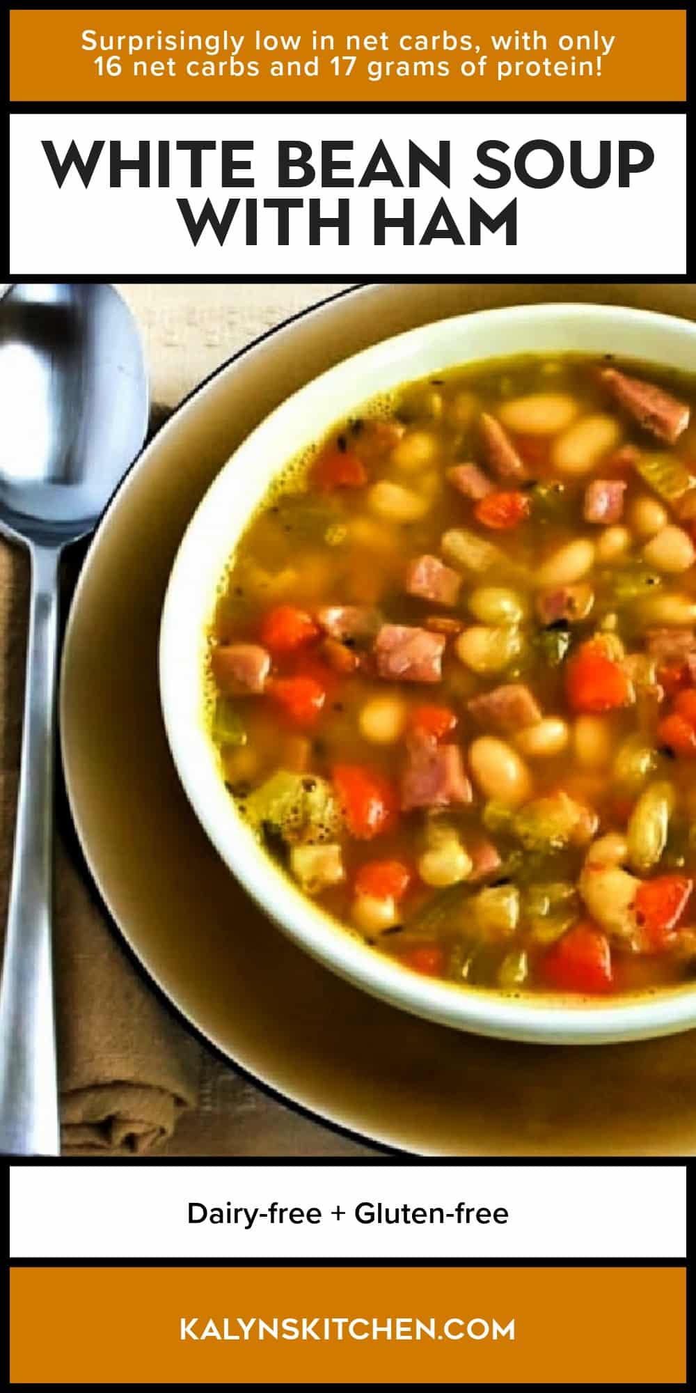 Pinterest image of White Bean Soup with Ham