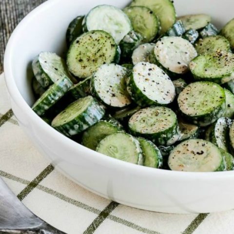 Cucumber Salad with Easy Balsamic Dressing finished salad in serving bowl