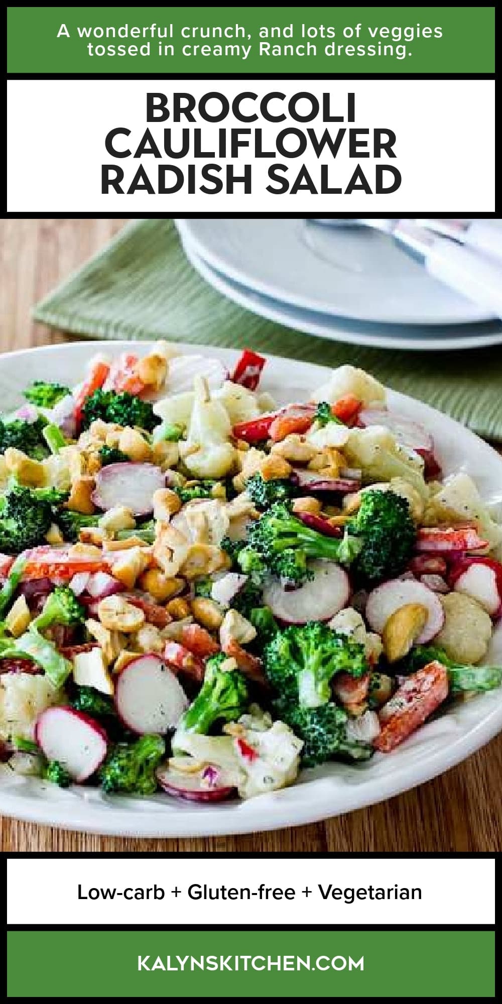 Pinterest image of Broccoli Cauliflower Radish Salad