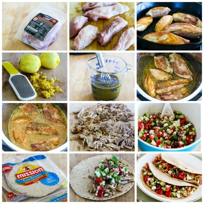 Low-Carb Greek Pork Tacos process shots collage