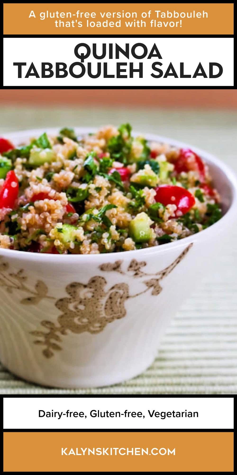 Pinterest image of Quinoa Tabbouleh Salad