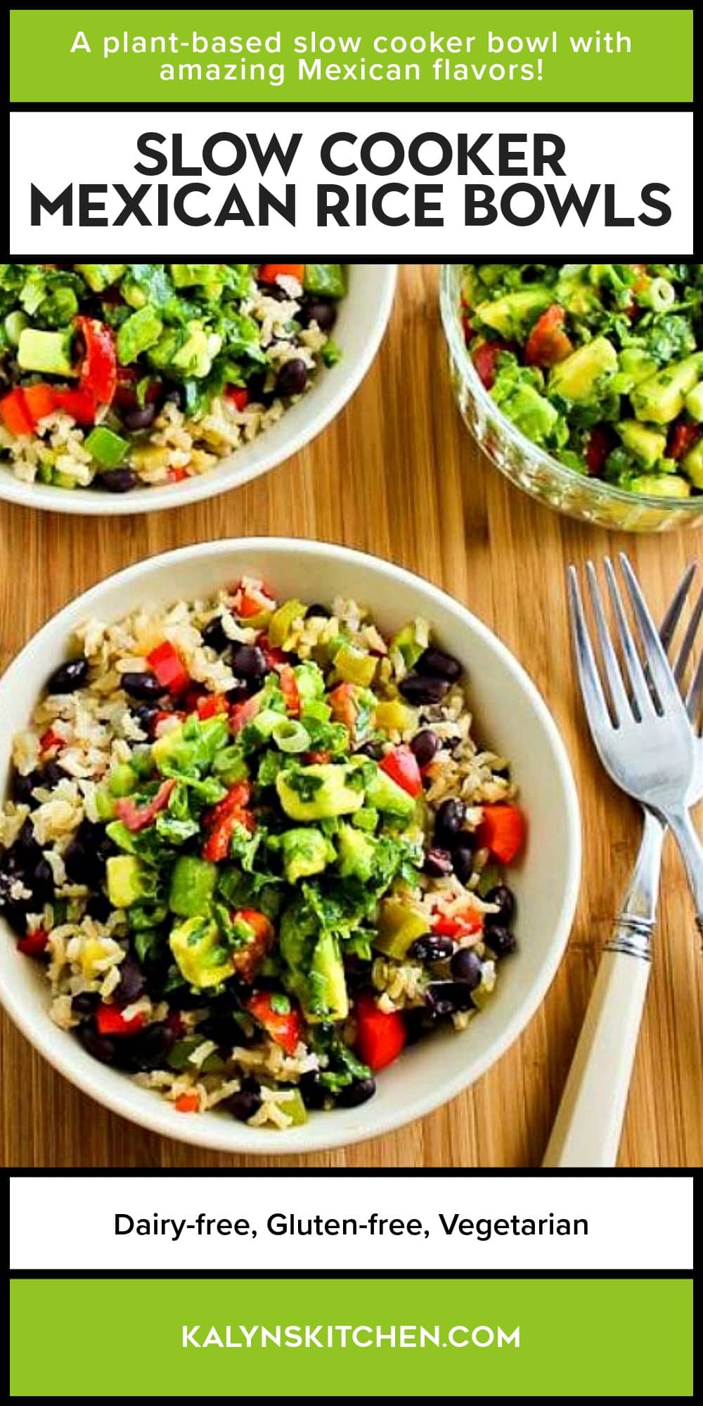 Pinterest image of Slow Cooker Mexican Rice Bowls