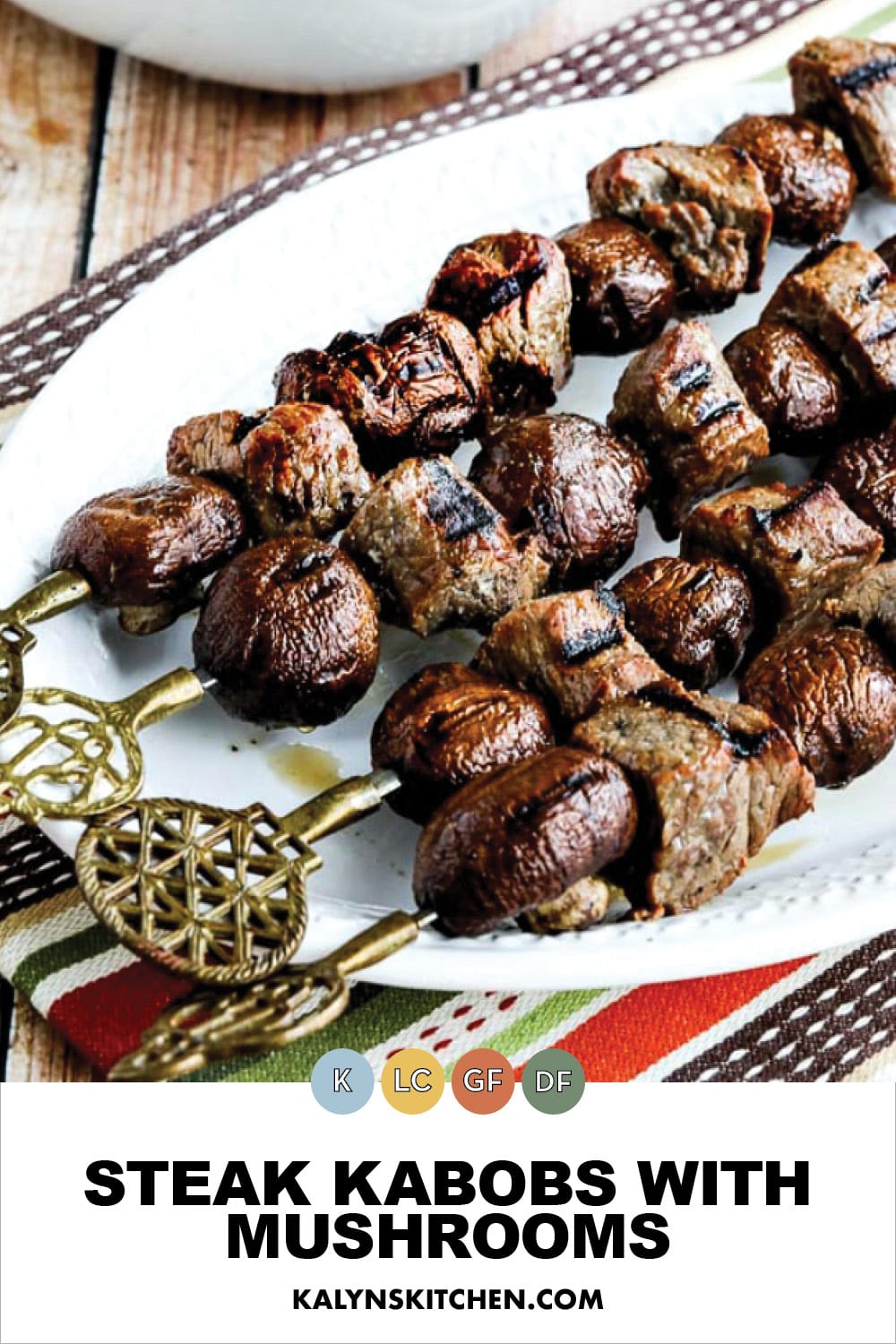 Pinterest image of Steak Kabobs with Mushrooms