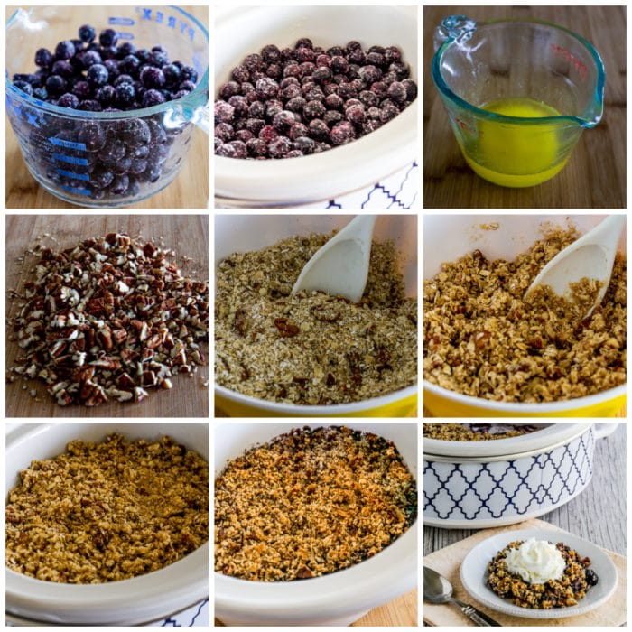 Slow Cooker Blueberry Crisp process shots collage