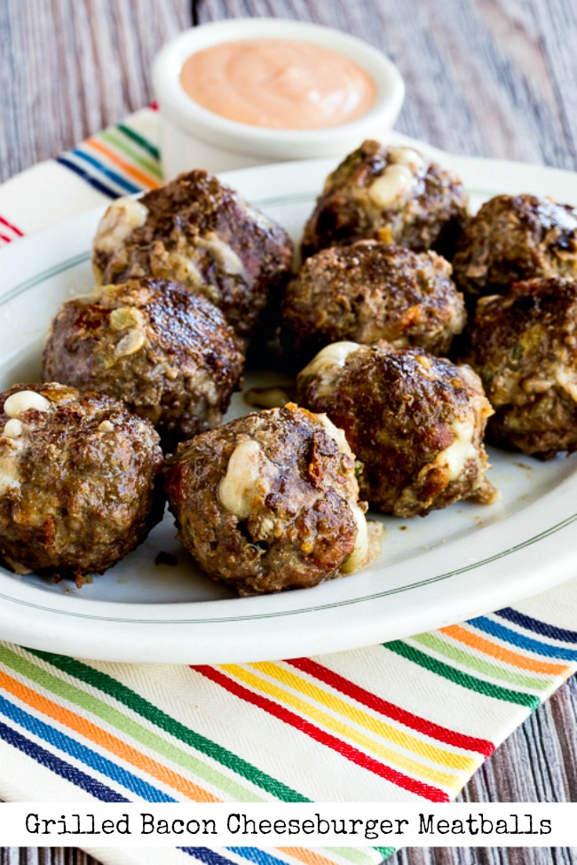Bacon Cheeseburger Meatballs finished meatballs on serving plate