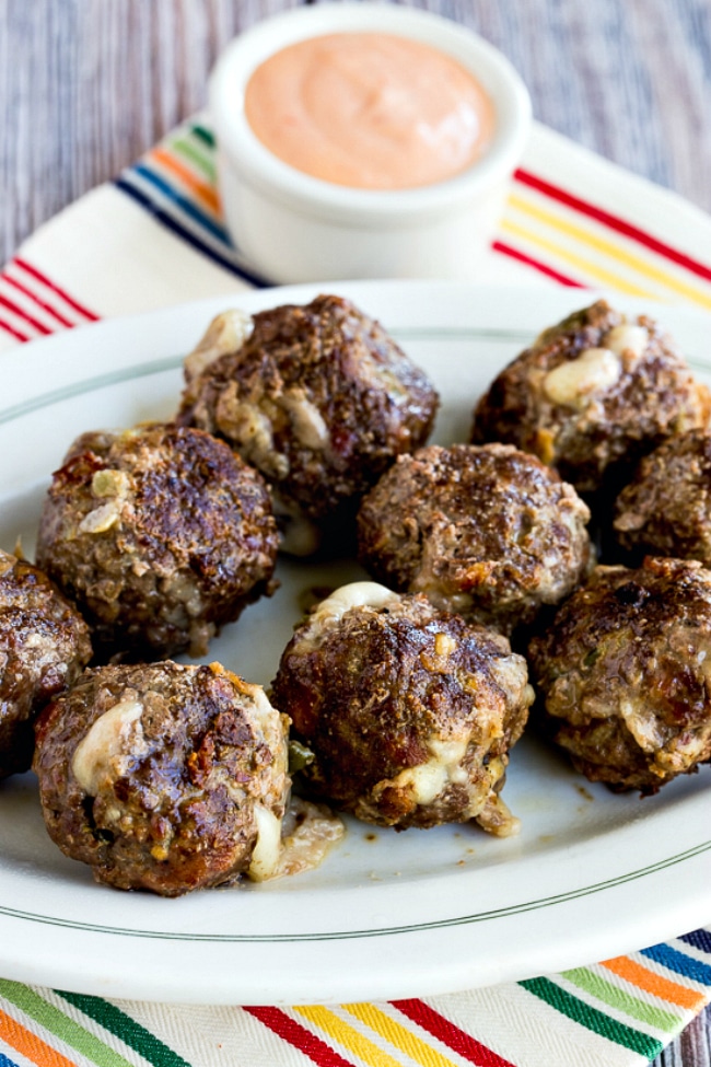 Bacon Cheeseburger Meatballs close-up photo of finished meatballs