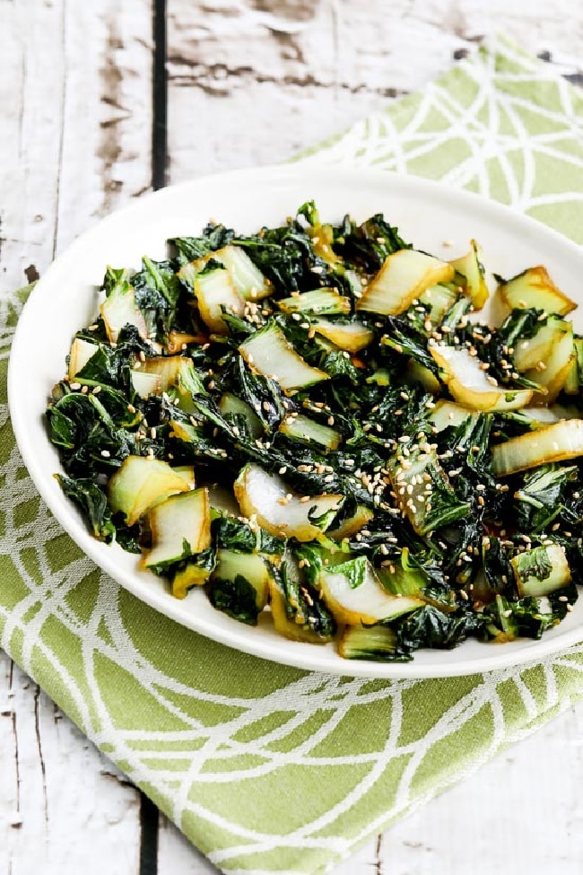 Bok Choy on serving plate