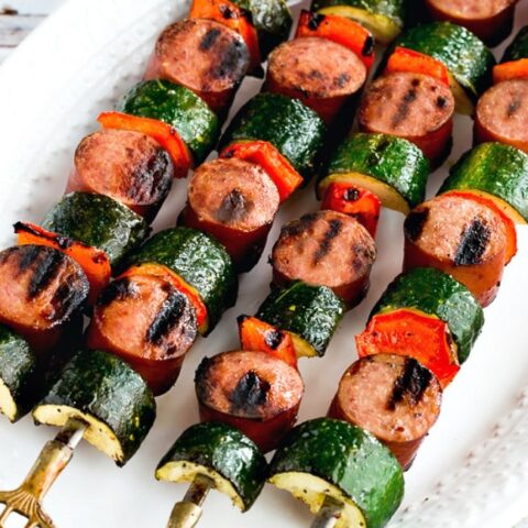 World's Easiest Kabobs with Grilled Zucchini and Sausage close-up photo