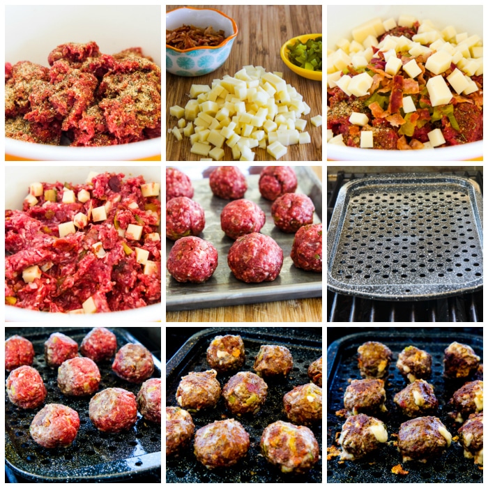 Bacon Cheeseburger Meatballs process shots collage