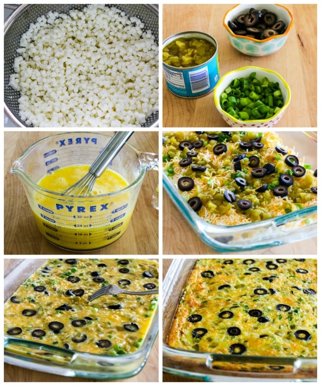 Bobbi's Low-Carb Breakfast Casserole with Egg, Cheese, and Green Chiles process shots collage
