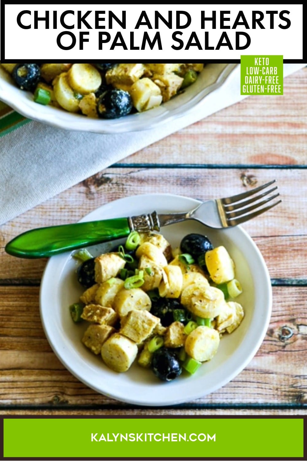 Pinterest image of Chicken and Hearts of Palm Salad