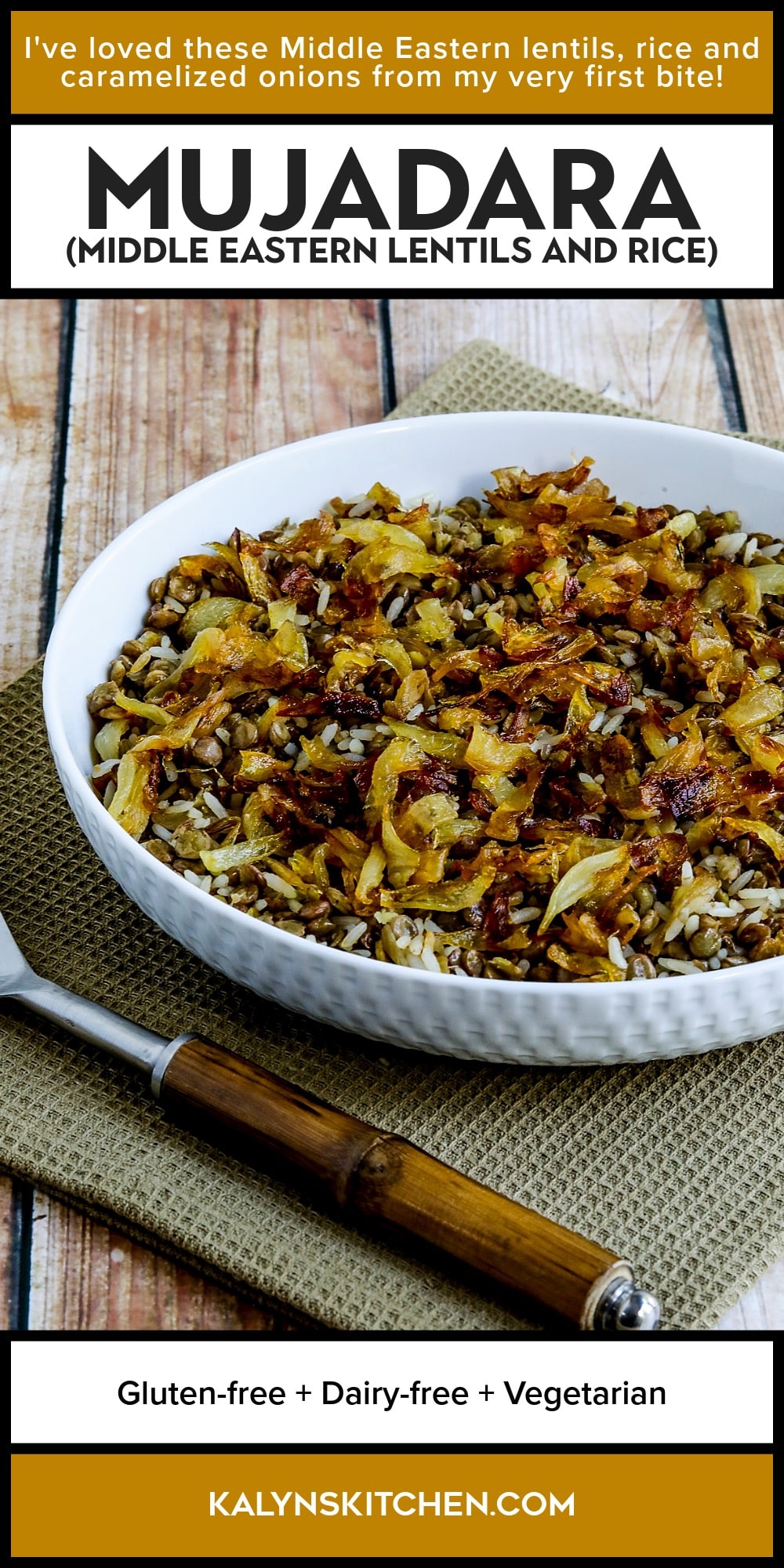 Pinterest image for Mujadara (Middle Eastern Lentils and Rice)