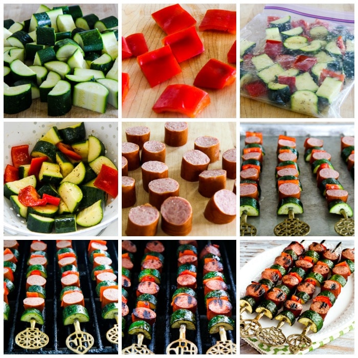 World's Easiest Kabobs with Grilled Zucchini and Sausage process shots collage