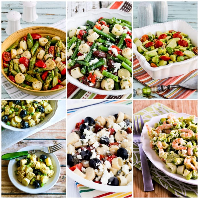 Low-Carb and Keto Salads with Hearts of Palm collage photo of featured recipes
