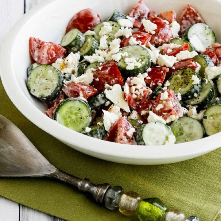 Summer Lunch Salad in serving bowl on napkin