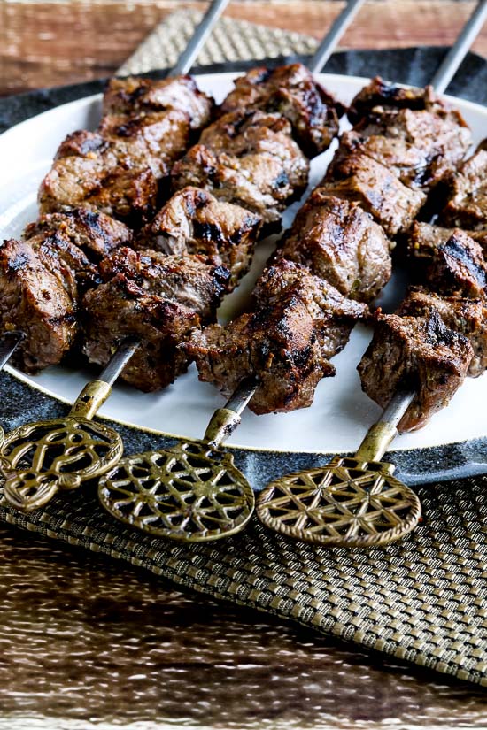 Low-Carb Marinated Beef Kabobs found on KalynsKitchen.com