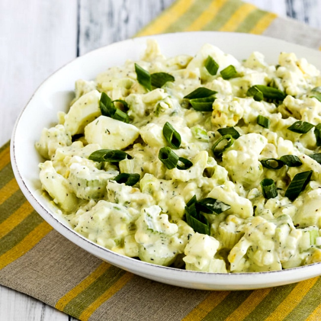 Low-Carb and High Protein Avocado Egg Salad (with Cottage Cheese) found on KalynsKitchen.com